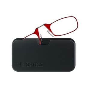Thinoptics reading glasses & podמשקפי קריאה מתקפלים בנרתיק שנצמד לסמארטפון