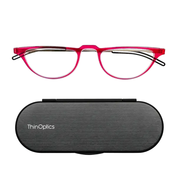 Thinoptics - Crescent – משקפי קריאה דקיקים בצורת סהר עד מידה 3.0 ונרתיק מילנו